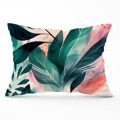 Warren Reed Designer Green Feather Leaves Tropical Cushions 33Cm X 48Cm from B&Q