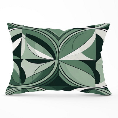 Warren Reed Designer Geometric Green Black Cushions 33Cm X 48Cm from B&Q