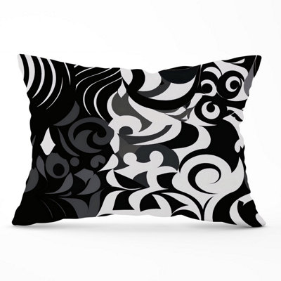Warren Reed Designer Black Grey Abstract Cushions 33Cm X 48Cm from B&Q