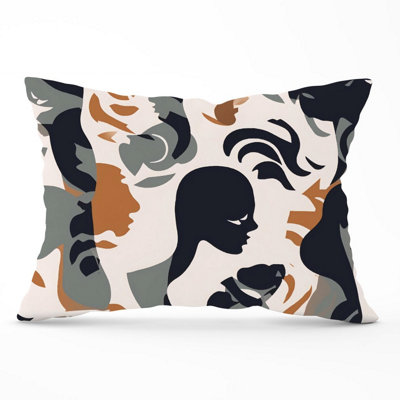 Warren Reed Designer Abstract Grey Brown Silhouette Cushions 33Cm X 48Cm from B&Q
