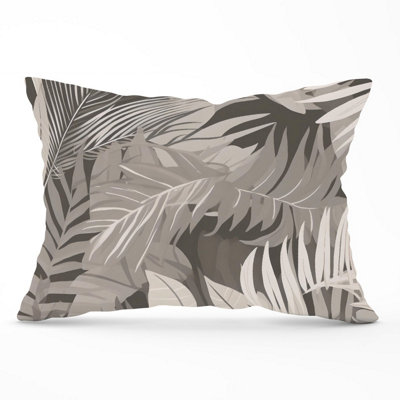 Warren Reed Designer Grey Brown Tropical Leaves Cushions 33Cm X 48Cm from B&Q