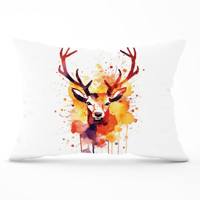 B&Q -  Watercolour Stag Face Cushions 33Cm X 48Cm