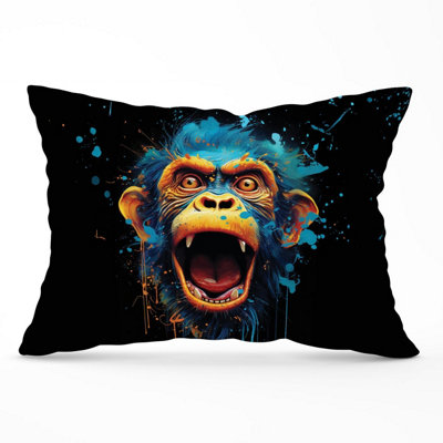 B&Q -  Crazy Monkey Face Splashart Cushions 33Cm X 48Cm