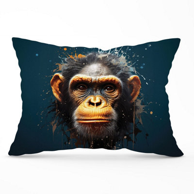 B&Q -  Splashart Realistic Monkey Face Cushions 33Cm X 48Cm
