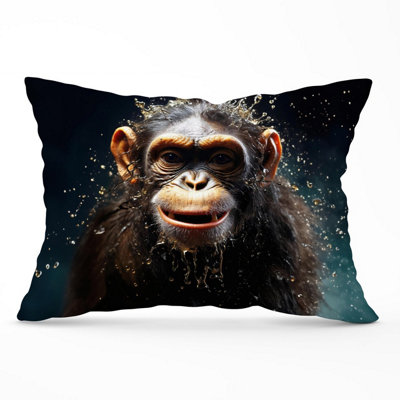 B&Q -  Realistic Monkey Face Splashart Cushions 33Cm X 48Cm