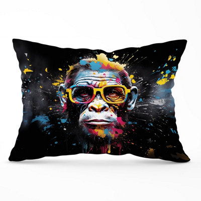 B&Q -  Coloured Splashart Monkey Face Cushions 33Cm X 48Cm
