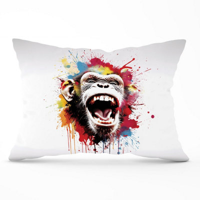 B&Q -  Coloured Splashart Crazy Monkey Face Cushions 33Cm X 48Cm