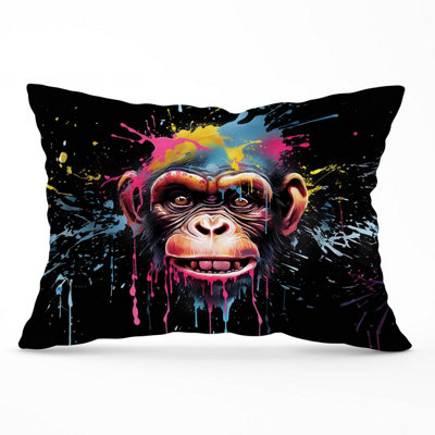 B&Q -  Multi Coloured Monkey Face Splashart Cushions 33Cm X 48Cm