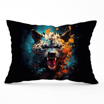 B&Q -  Splashart Angry Hyena Face Cushions 33Cm X 48Cm