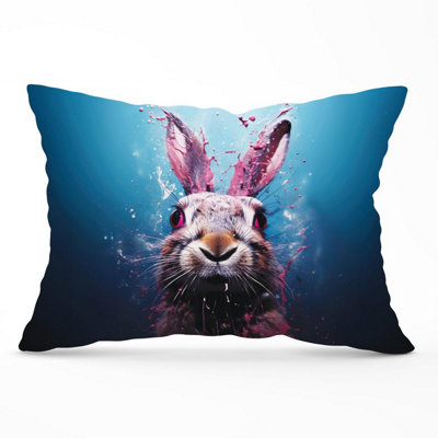 Warren Reed Designer Rabbit Face Splashart Cushions 33Cm X 48Cm from B&Q