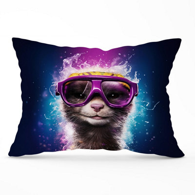 B&Q -  Splashart Ferret Purple Cushions 33Cm X 48Cm
