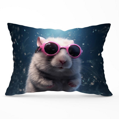 Warren Reed Designer Splashart Doormouse With Pink Glasses Cushions 33Cm X 48Cm from B&Q