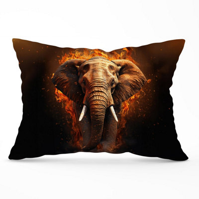 Warren Reed Designer Splashart Elephant And Fire Cushions 33Cm X 48Cm from B&Q