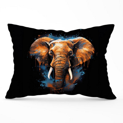 Warren Reed Designer Splashart Elephant Blue Cushions 33Cm X 48Cm from B&Q