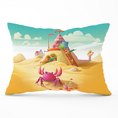 Warren Reed Designer Pink Crab On A Beach Holiday Cushions 33Cm X 48Cm from B&Q