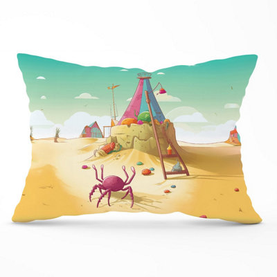 Warren Reed Designer Crab On A Beach Holiday Cushions 33Cm X 48Cm from B&Q