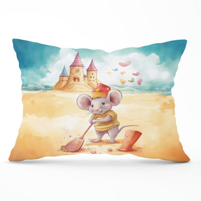 B&Q -  Mouse On A Beach Holiday Cushions 33Cm X 48Cm