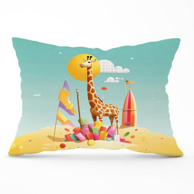 B&Q -  A Giraffe On A Beach Holiday Cushions 33Cm X 48Cm