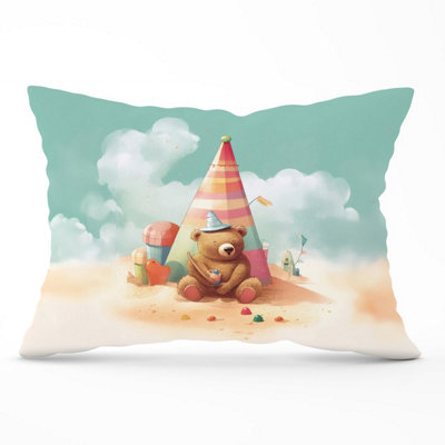 B&Q -  A Bear On A Beach Holiday Cushions 33Cm X 48Cm