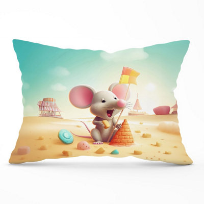 B&Q -  A Mouse On A Beach Holiday Cushions 33Cm X 48Cm