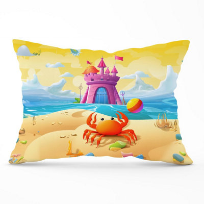 Warren Reed Designer Orange Crab On A Beach Holiday Cushions 33Cm X 48Cm from B&Q