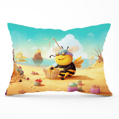 B&Q -  Bumblebee On A Beach Holiday Cushions 33Cm X 48Cm