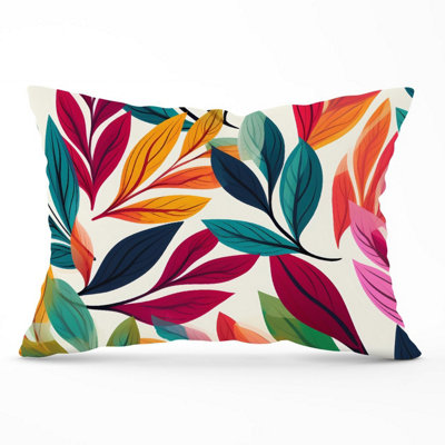Warren Reed Designer Bright Leaves Pattern Cushions 33Cm X 48Cm