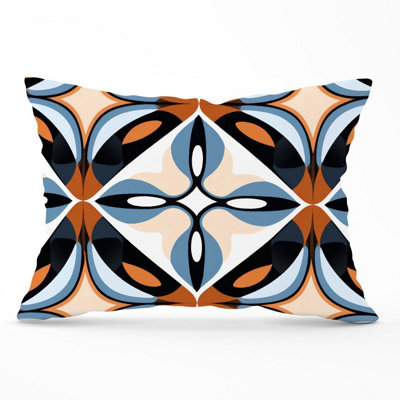Warren Reed Designer Brown And Blue Geometric Pattern Cushions 33Cm X 48Cm from B&Q