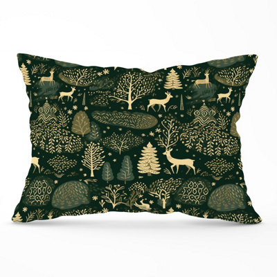 B&Q -  Green Christmas Woodlands Cushions 33Cm X 48Cm