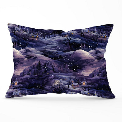 Warren Reed Designer Snowy Christmas Village On A Starry Night Cushions 33Cm X 48Cm from B&Q