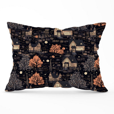 Warren Reed Designer Spooky Haunted Houses Pattern Cushions 33Cm X 48Cm from B&Q