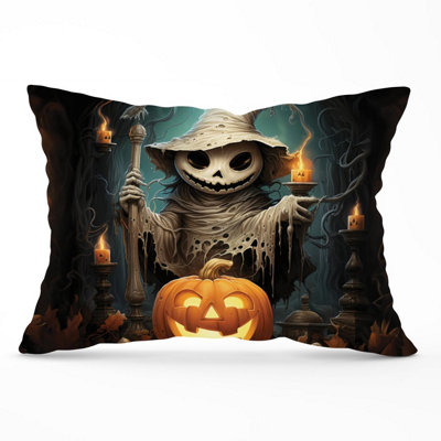 Warren Reed Designer Creepy Ghost With Pumpkins Cushions 33Cm X 48Cm from B&Q