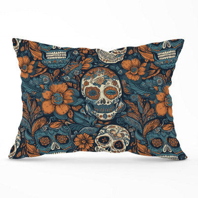 B&Q -  Dia De Los Muertos Skulls Pattern Cushions 33Cm X 48Cm