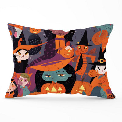 Warren Reed Designer A Vibrant Illustration Of Witches And Pumpkin Cushions 33Cm X 48Cm from B&Q