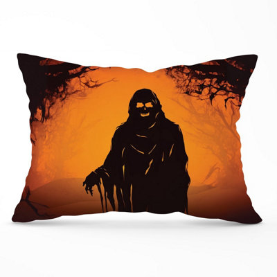 Warren Reed Designer A Spooky Black And Orange Ghost Cushions 33Cm X 48Cm from B&Q