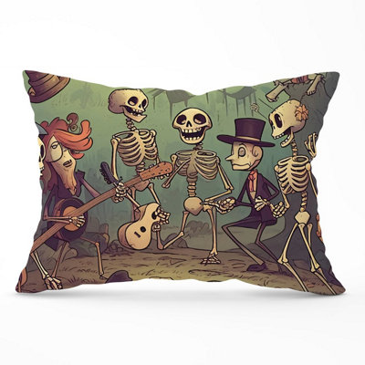B&Q -  Cartoonish Skeletons Having A Party Cushions 33Cm X 48Cm