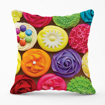 Warren Reed Designer Bright Colourful Cupcakes Outdoor Cushion 45Cm X 45Cm from B&Q