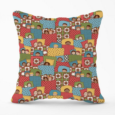 Warren Reed Designer Hand Drawn Sleeping Doodle Faces Outdoor Cushion 45Cm X 45Cm from B&Q