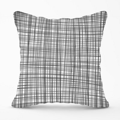Warren Reed Designer Monochrome Pencil Scribble Outdoor Cushion 45Cm X 45Cm from B&Q