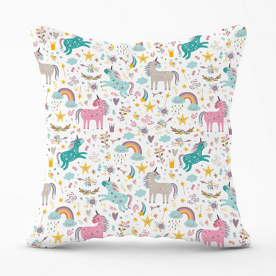Warren Reed Designer Unicorn And Rainbows Outdoor Cushion 45Cm X 45Cm from B&Q