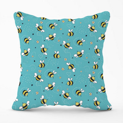 Warren Reed Designer Hand Drawn Busy Bees Outdoor Cushion 45Cm X 45Cm from B&Q