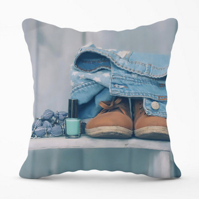 Warren Reed Designer Shoes On The Bench Outdoor Cushion 45Cm X 45Cm from B&Q