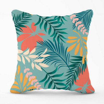 Warren Reed Designer Abstract Bright Colorful Tropical Leaves Outdoor Cushion 45Cm X 45Cm from B&Q