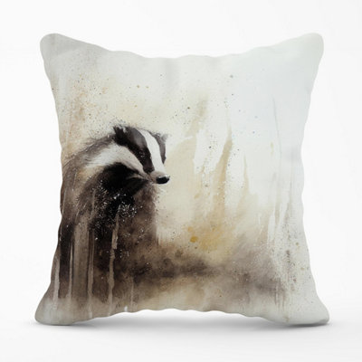 Warren Reed Designer Badger Watercolour Outdoor Cushion 45Cm X 45Cm from B&Q