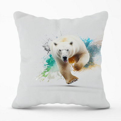 Warren Reed Designer Charging Polar Bear Outdoor Cushion 45Cm X 45Cm from B&Q