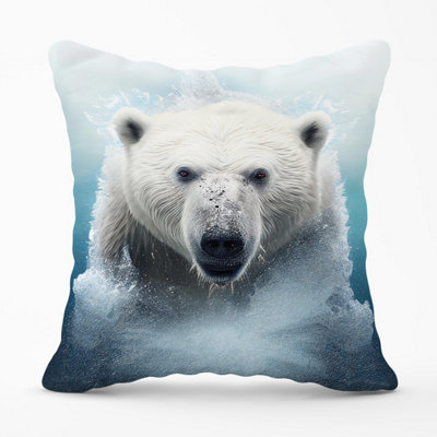 Warren Reed Designer Polar Bear Splashart Outdoor Cushion 45Cm X 45Cm from B&Q