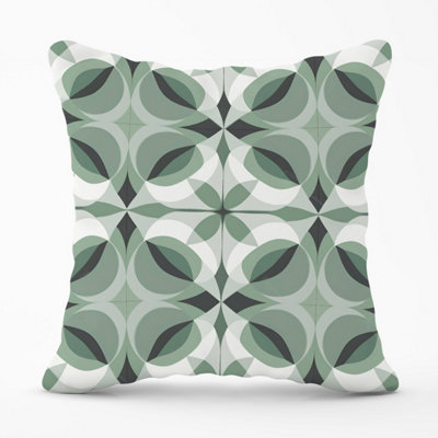 Warren Reed Designer Geometric Green Grey Outdoor Cushion 45Cm X 45Cm from B&Q