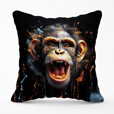 Warren Reed Designer Monkey Face Splashart Outdoor Cushion 45Cm X 45Cm from B&Q