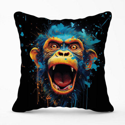 Warren Reed Designer Crazy Monkey Face Splashart Outdoor Cushion 45Cm X 45Cm from B&Q