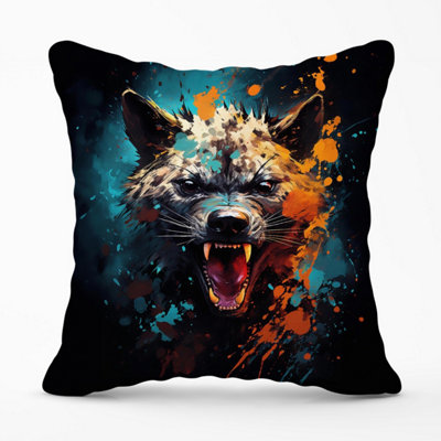 Splashart Angry Hyena Face Outdoor Cushion 45Cm X 45Cm from B&Q